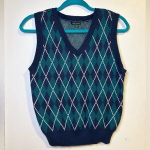 Wild Fable Navy and Teal Knit Sweater Vest